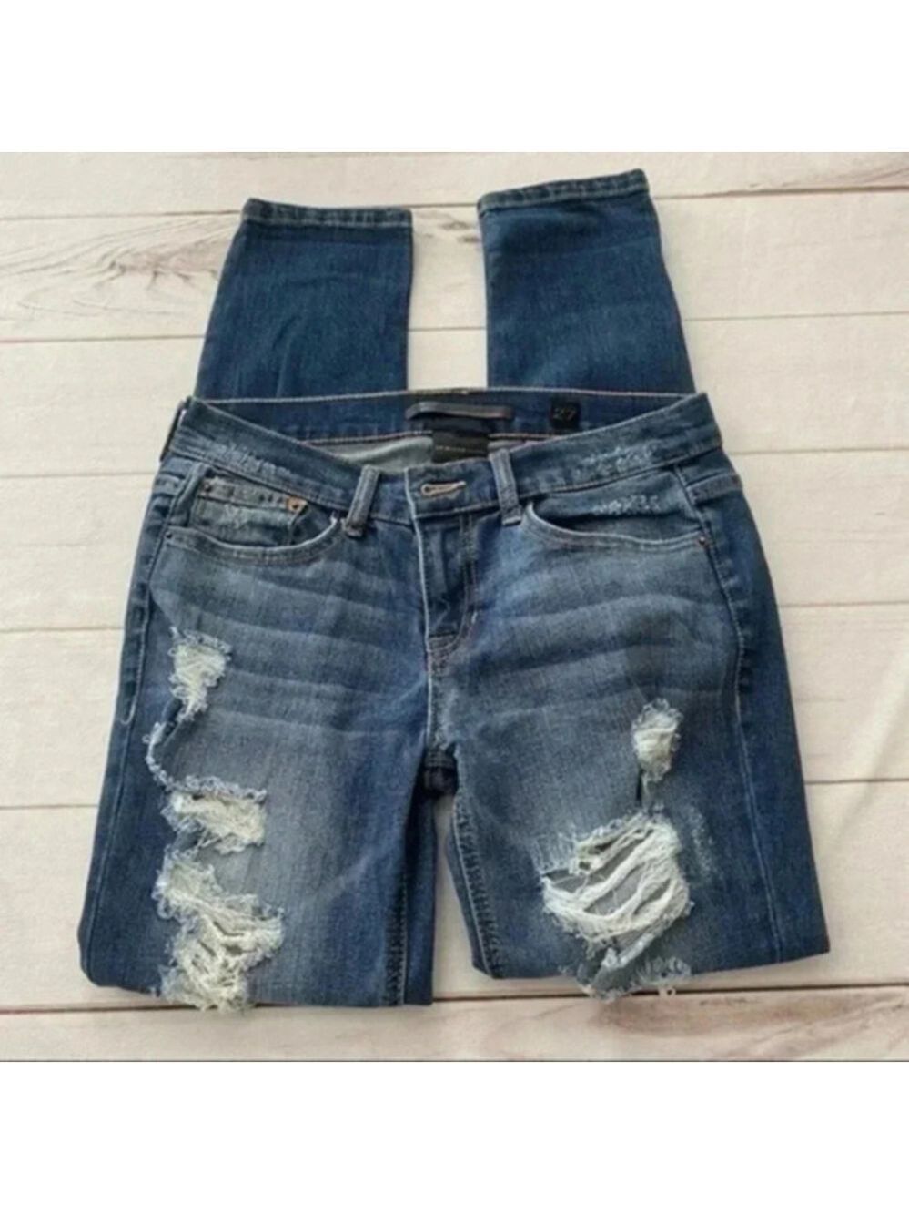 SP Black Label boyfriend frayed denim blue jeans size 27